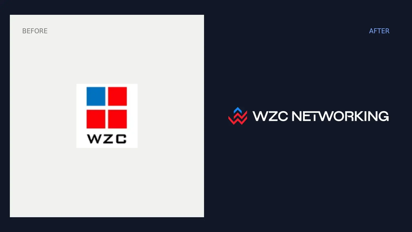WZC Networking logo before and after the rebrand