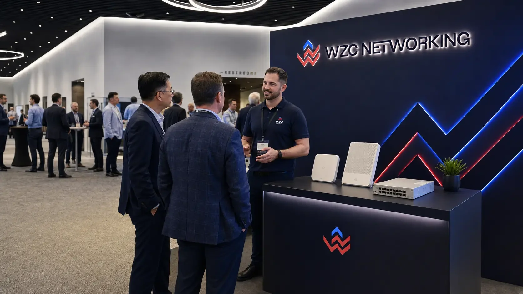 WZC Networking rebrand presented at an enterprise technology exhibition